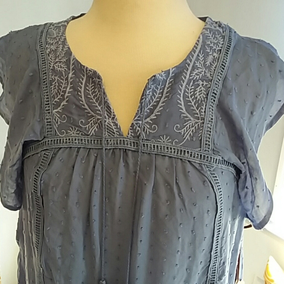 Knox rose boho tassle paisly periwinkle blouse - Picture 2 of 8